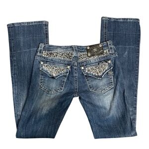 Miss Me Signature Rise Boot jeans embellished rhinestones size 27